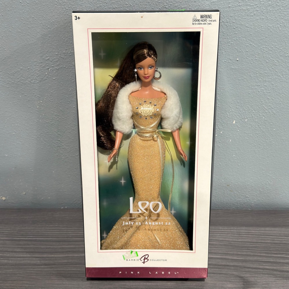 2004 Barbie Collector Leo Zodiac Pink‎ Label Doll Gold Gown Boxed Mattel C6244